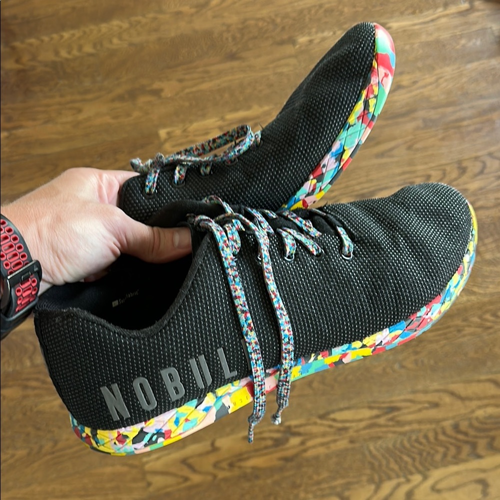 NOBULL Black Trainers with Multicolor Soles